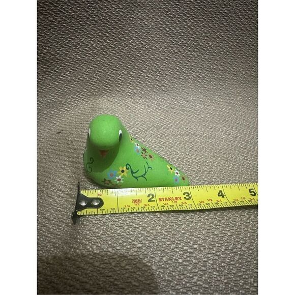 Vintage Hand Painted Pottery Green Bird Artist Signed By Gloria A Dios Panama - Picture 7 of 8